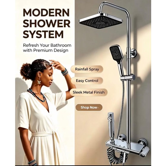 N38-NGN Chrome shower set  STOCK